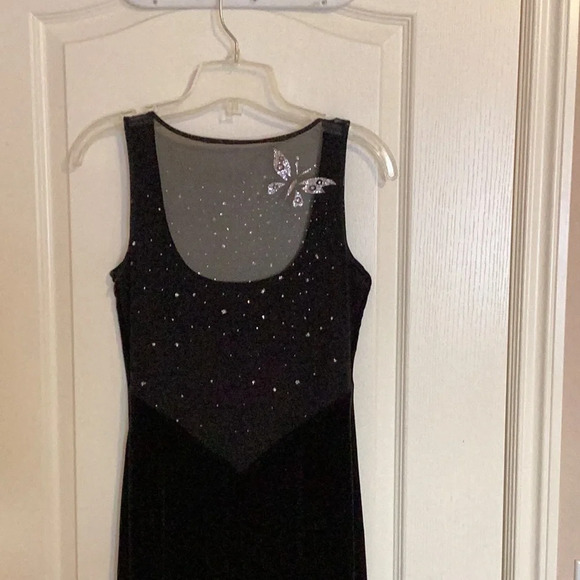 Lori Ann Montreal Women's Black Dress Crushed Velvet Wedding Evening Prom Party - Picture 2 of 7